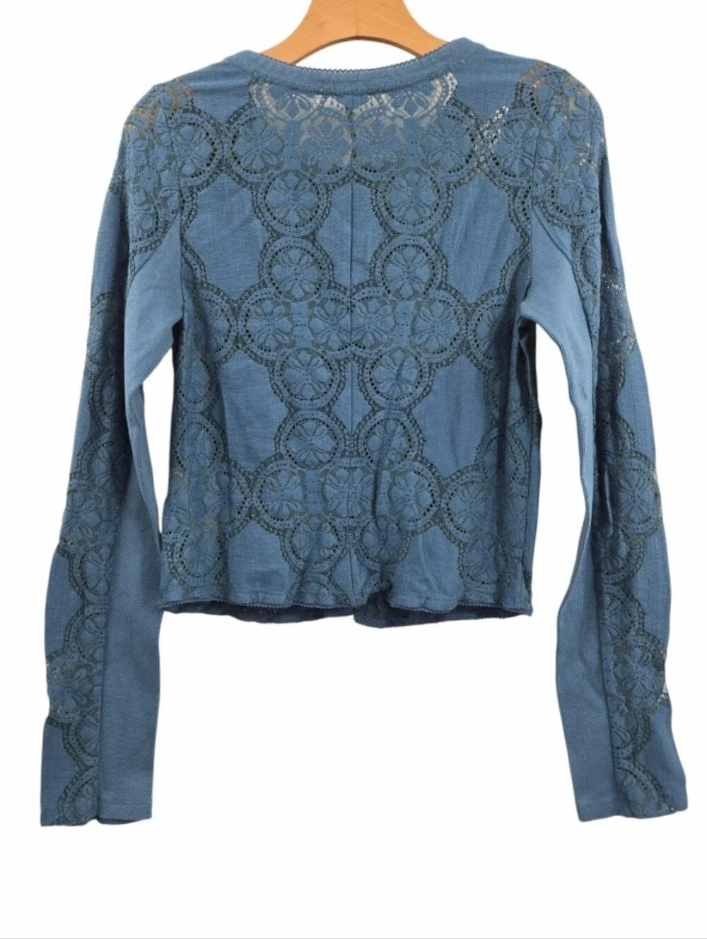 Free People Jae Top Teal Lace Long Sleeve